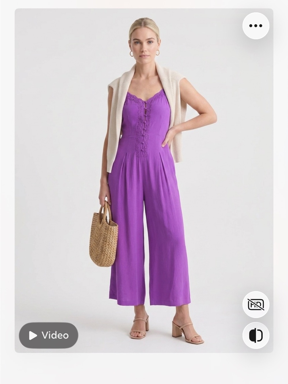 NWT FREE PEOPLE Purple Lace-Front Wide-Leg Jumpsuit
